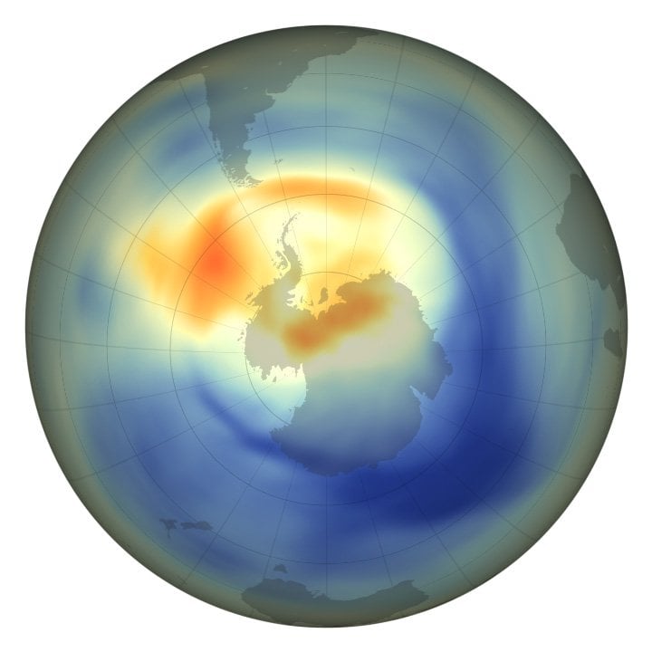 Graph showing low ozone level